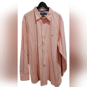 Ralph Lauren Classic Fit Button Down Shirt Mens 3XLT Tall Pink Cotton Oxford